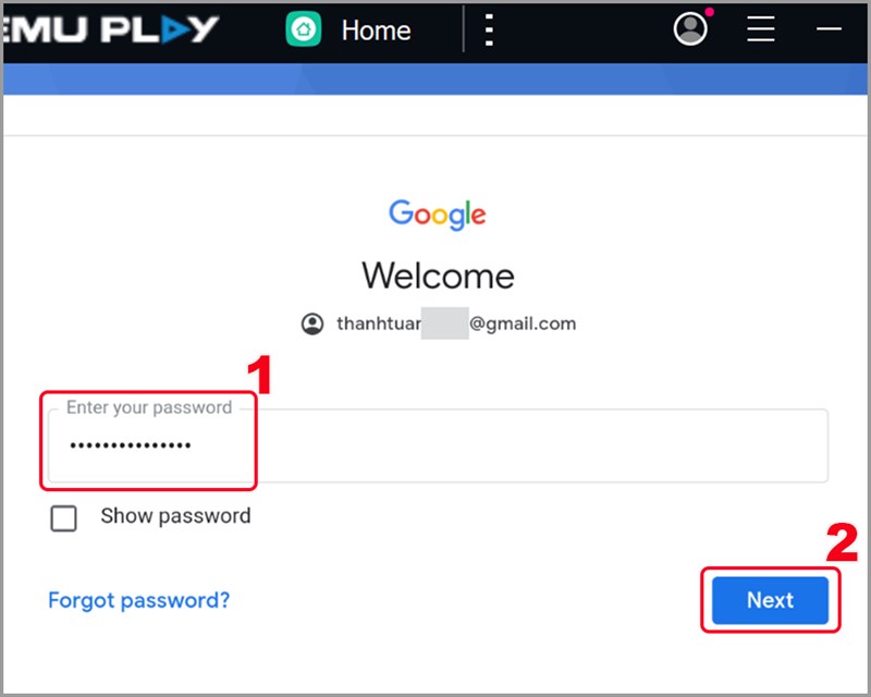 Nhập mật khẩu tài khoản của bạn